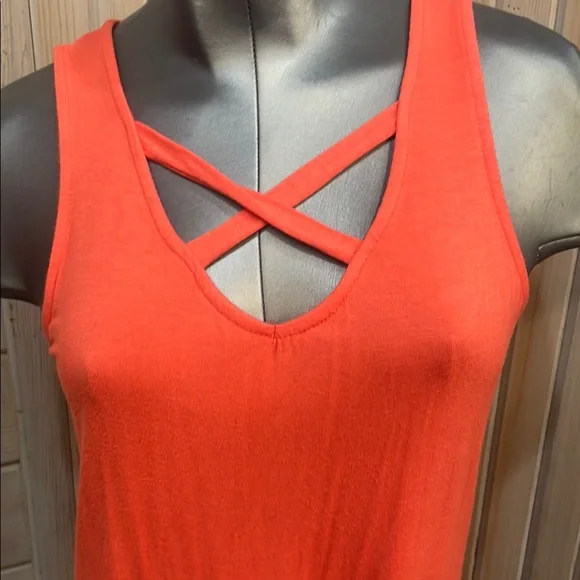 Coral Sleeveless Cut Out Tank Top - Picture 5 of 5